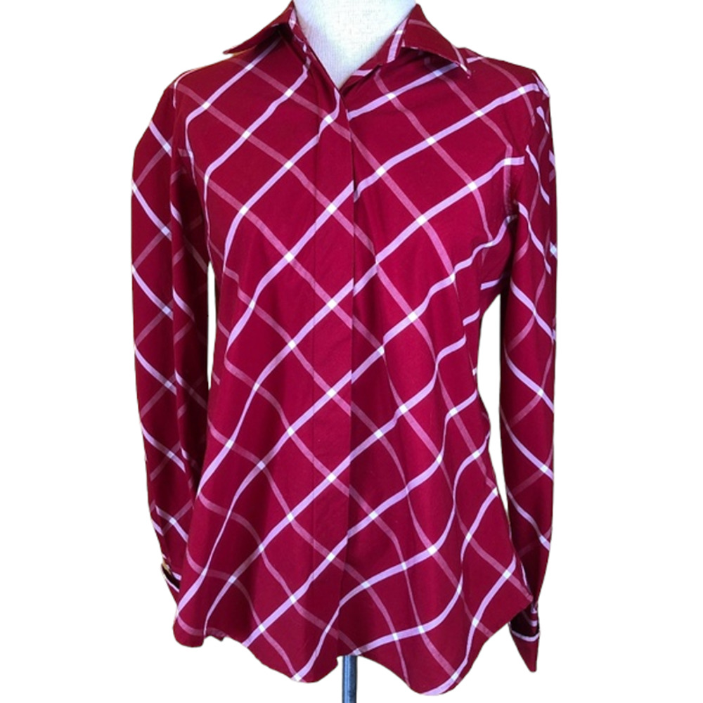 Van Heusen Red White French Cuff Button Down Shirt S